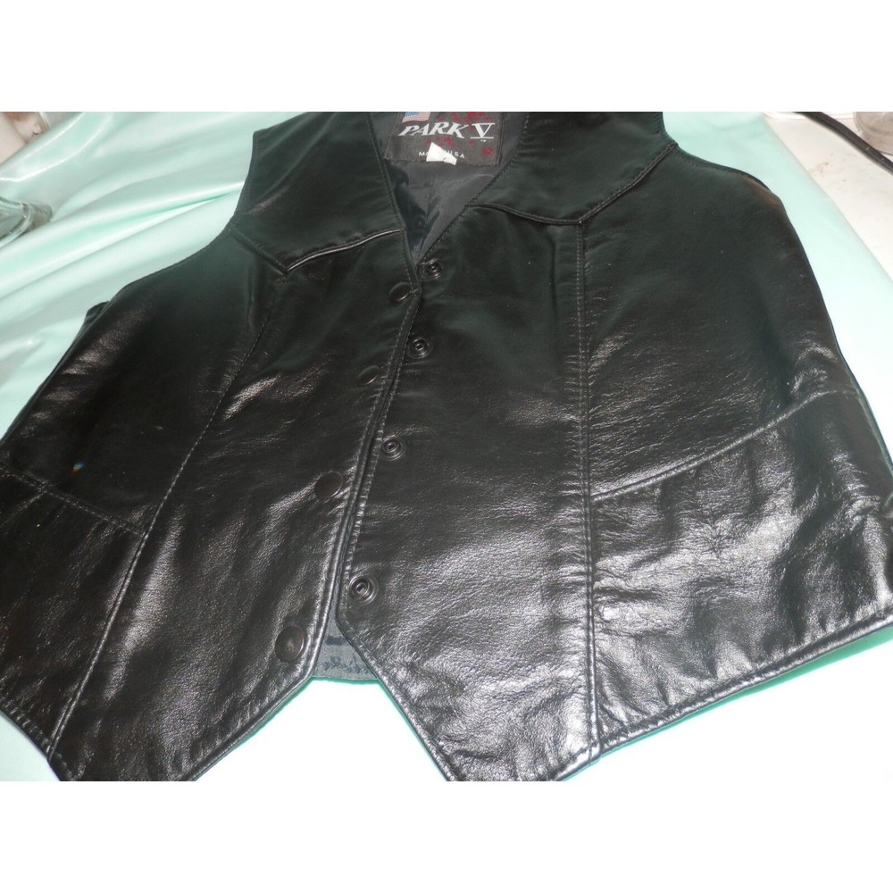 Park 5 Unisex Mens Women's Black Leather Vest Size 12 (or Steampunk ?)